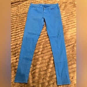 LEVIS JEANS WOMEN LEGGINGS BRIGHT BLUE 32 MID RISE USED ONCE GREAT CONDITION